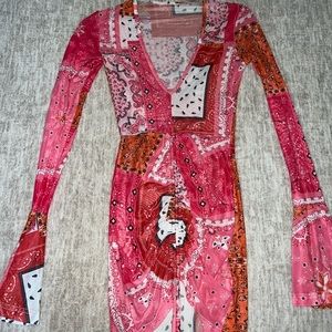 pink bandana dress shein mesh